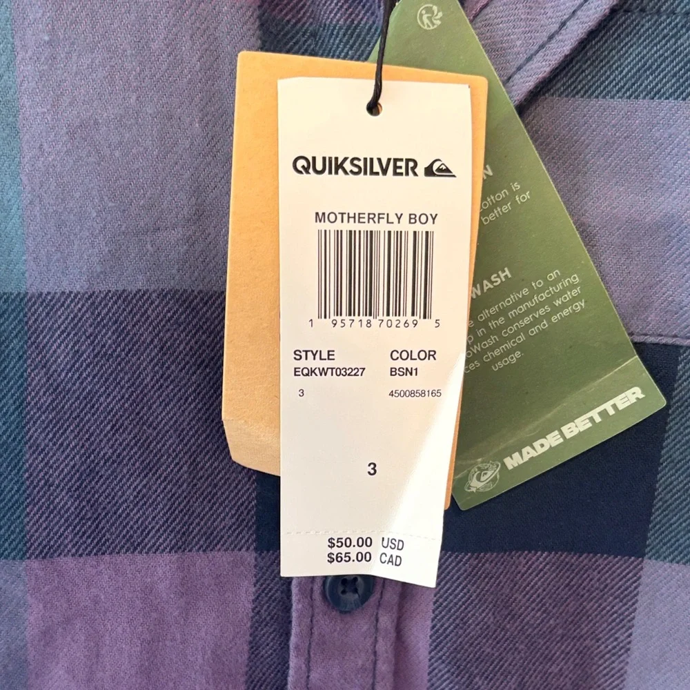 Quiksilver Kids Checkered Shirt‎ - Navy and Lavender